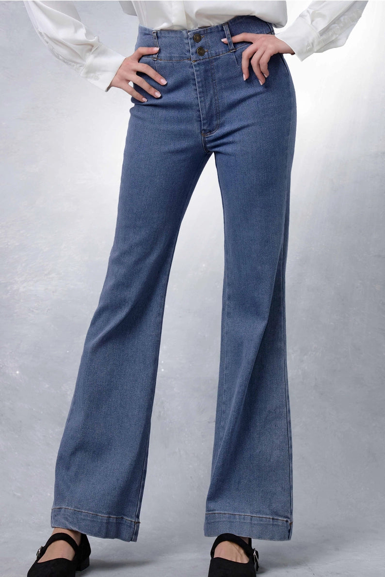 La Miel Soft Washed Highwaisted Wide Flare Pants