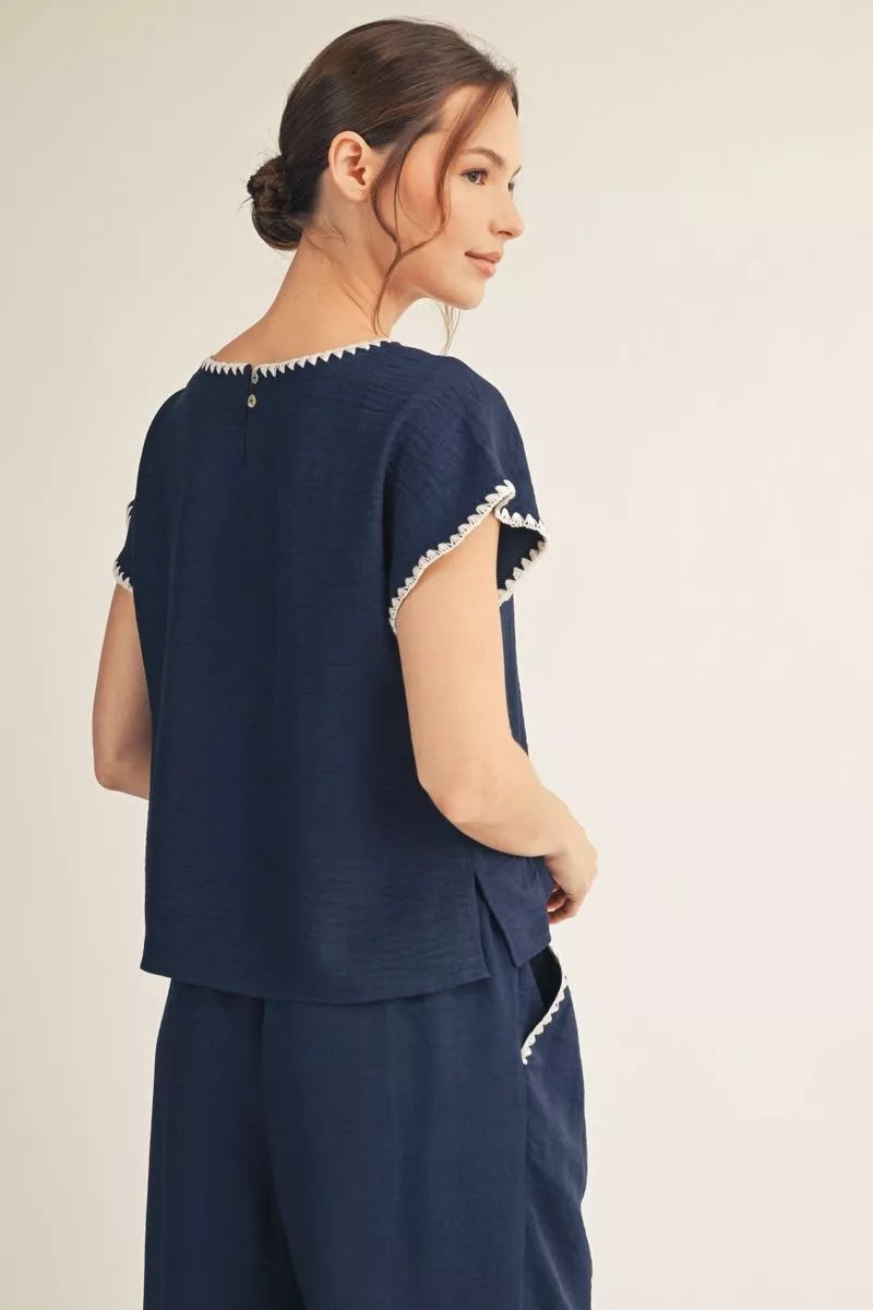 Jodifl Crinkle Embroidery Detail Top