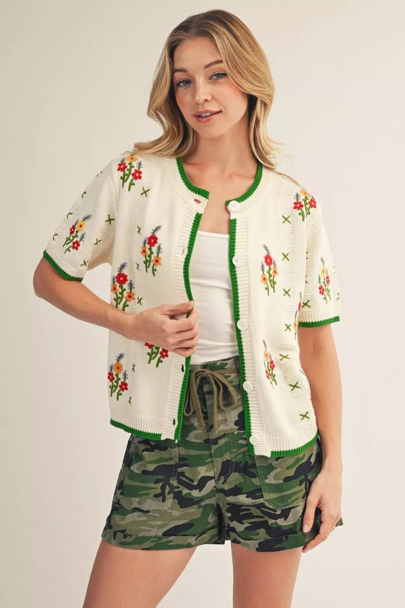 Jodifl Short Sleeve Sweater Floral