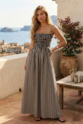 Sundayup Striped Smocked Maxi Dress
