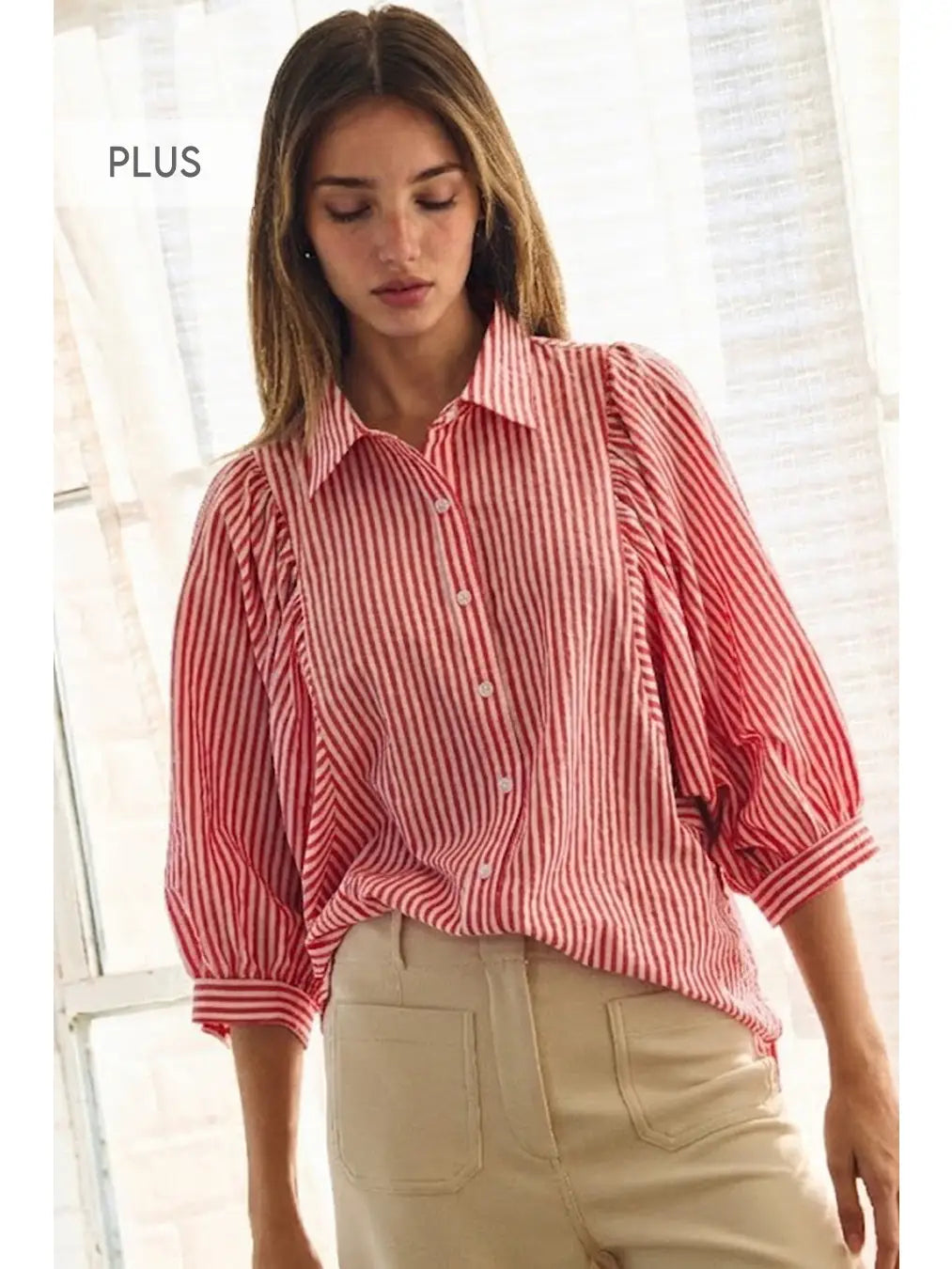 Oddi Striped Puff Sleeve Blouse