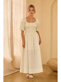 Skies Are Blue Polka Dot Poplin Midi Dress