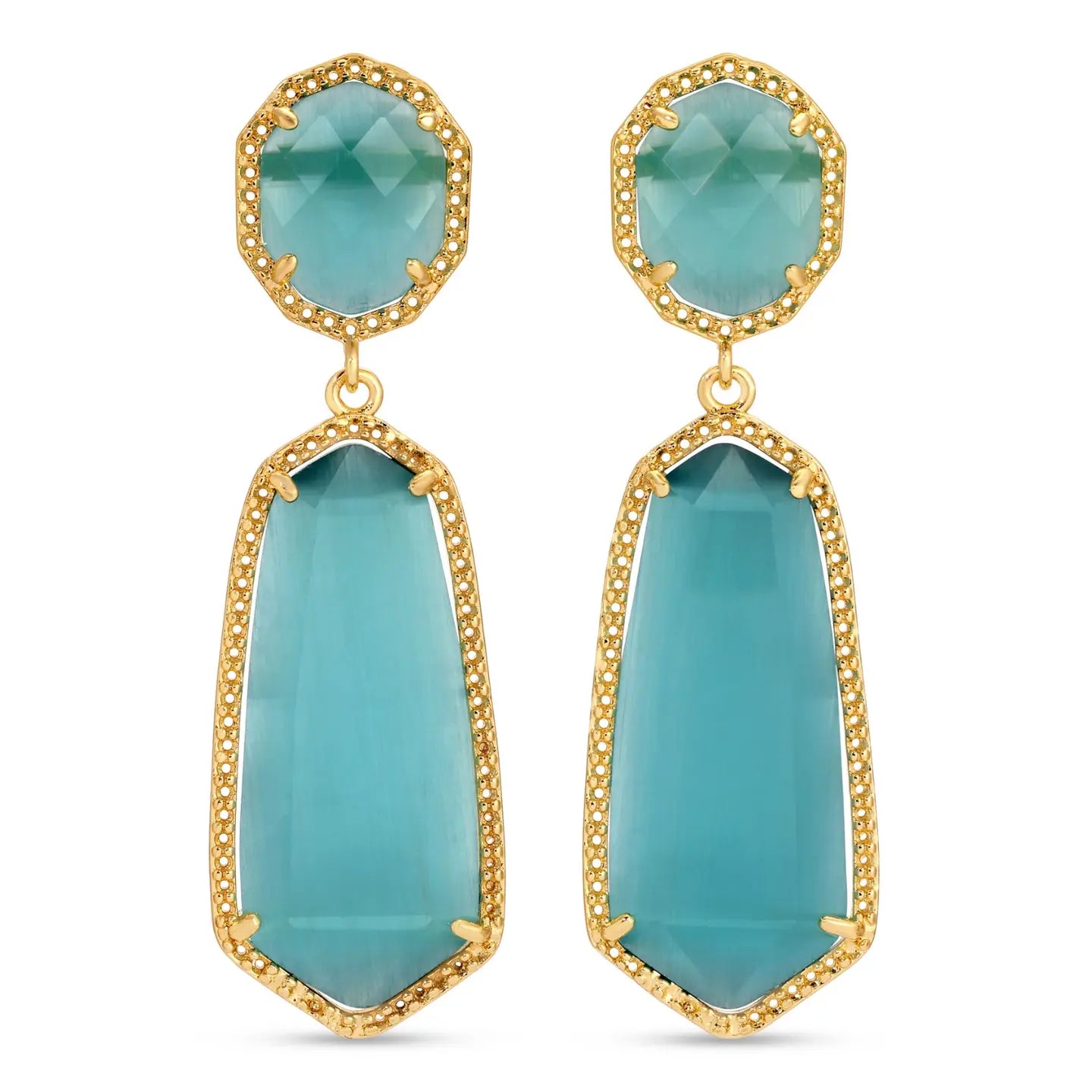 Splendid Iris Long Double Stone Earrings