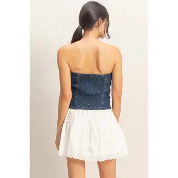 Hyfve Strapless Button Up Denim Top