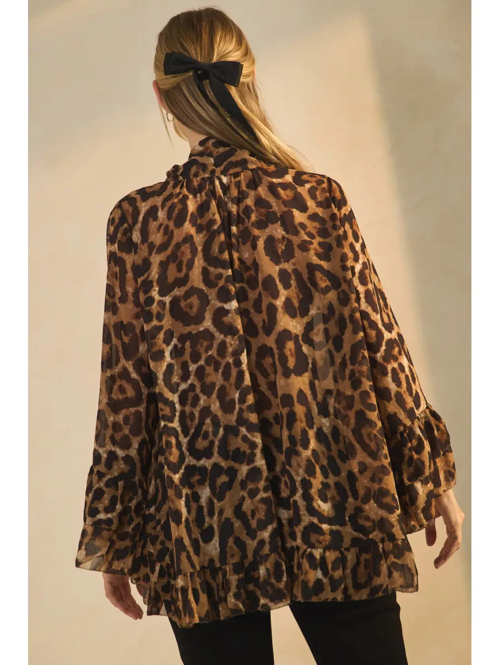 Oddi Leopard Printed Chiffon Blouse