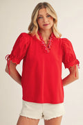 Jodifl Short Puff Sleeves Lovely Top Scalloped Detail