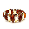 WH Brown Acrylic and Gold Stretch Bracelet