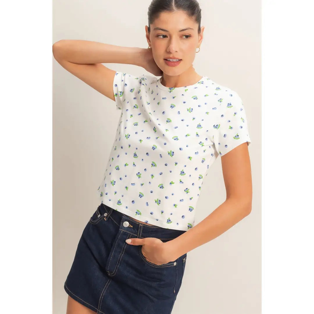 Hyfve Blueberry Print Crew Neck Tee