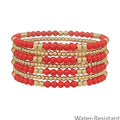 WH Red and Gold Beaded Set of 7 Stretch Bracelets