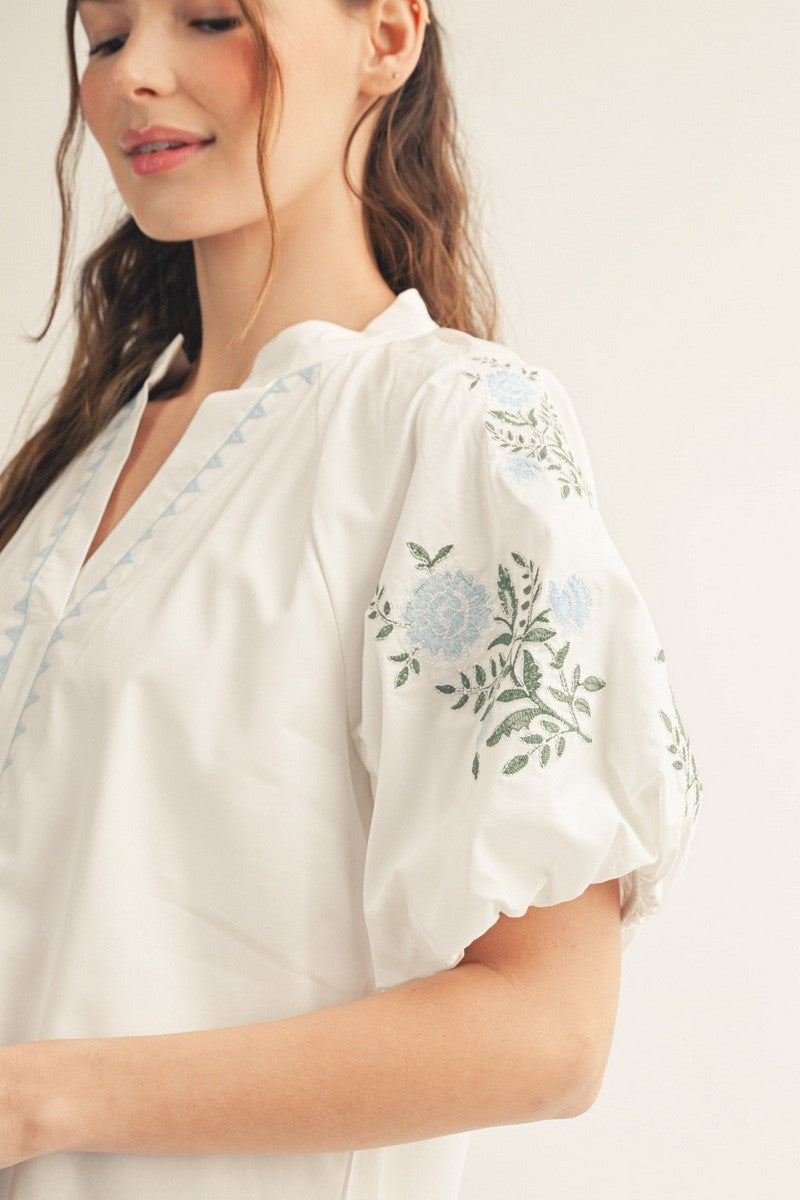 Jodifl Embroidery Detail Woven Solid Top