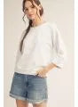 Jodifl 3/4 sleeves washed fabric casual top