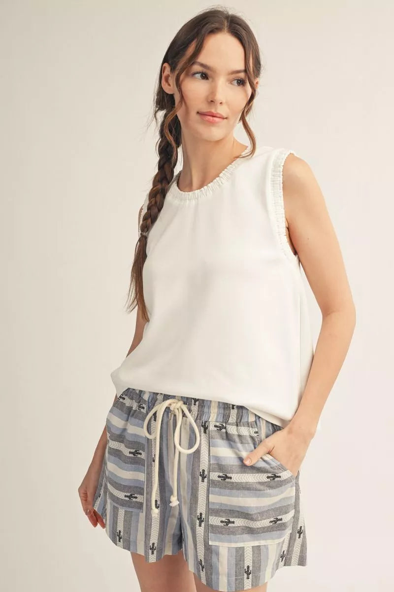 Jodifl Smocking Edge Detail Causal Tank