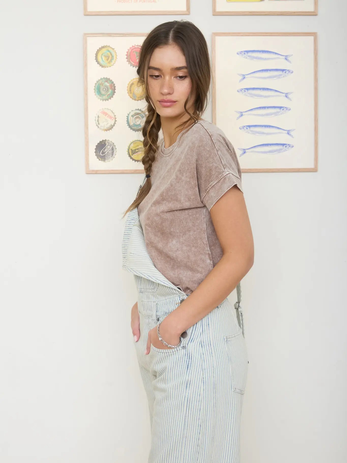 Blu Pepper Washed Short Sleeve Boxy Knit Top