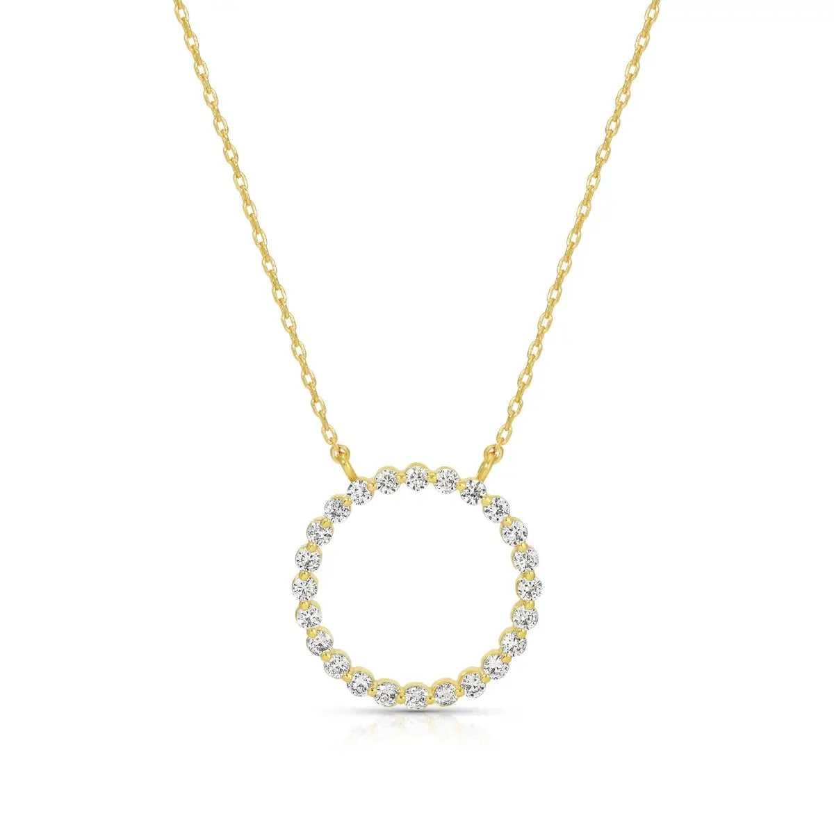 Splendid Iris Delicate Open Circle Pendant with Cz Necklace