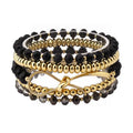 WH Multi Row Mixed Material Stretch Bracelet