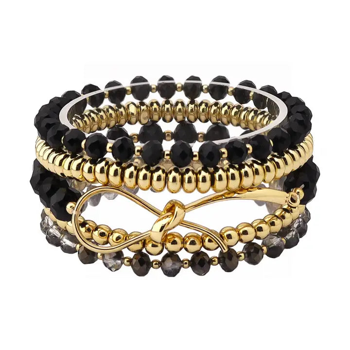 WH Multi Row Mixed Material Stretch Bracelet