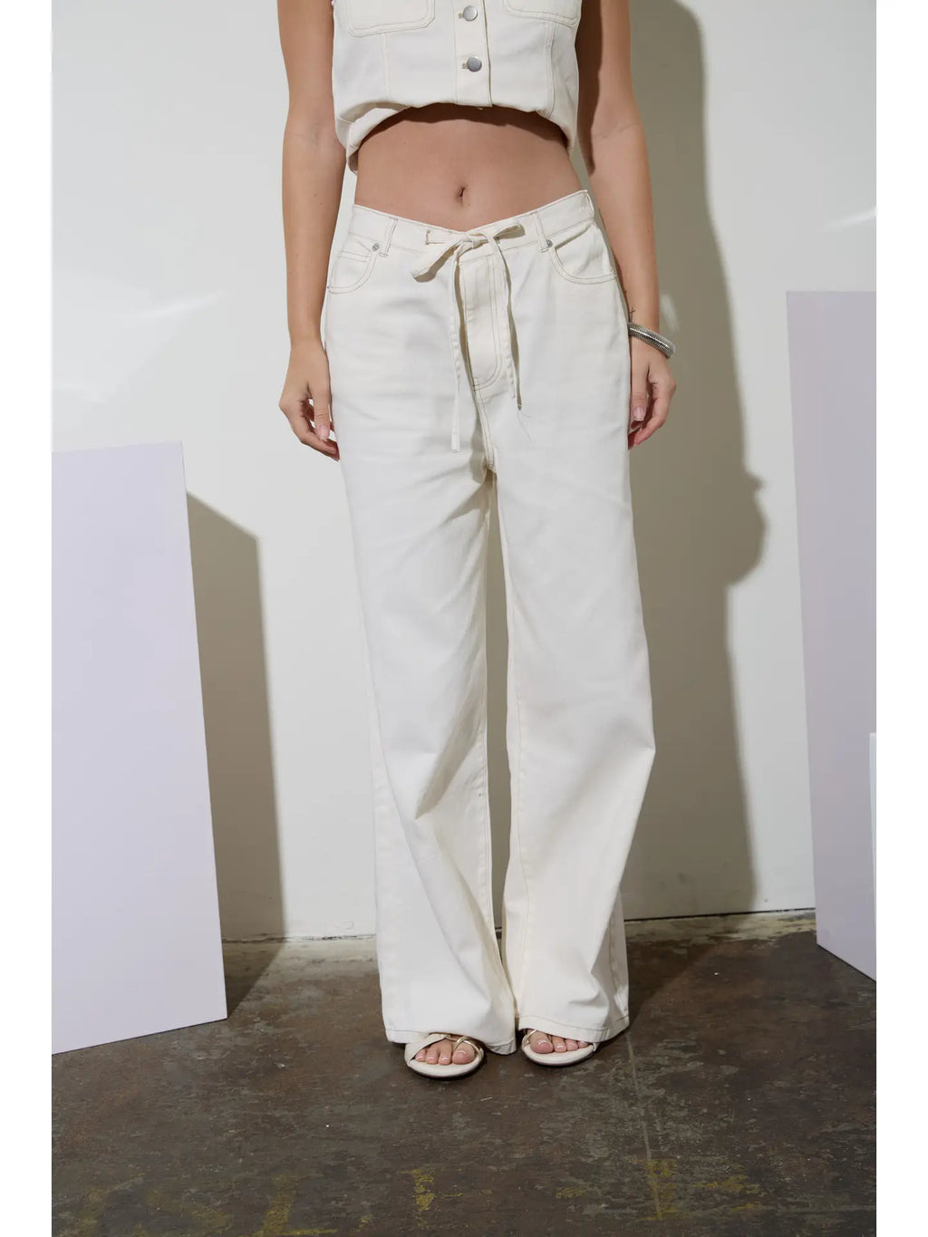 Blu Pepper Drawstring Detail Denim Pants