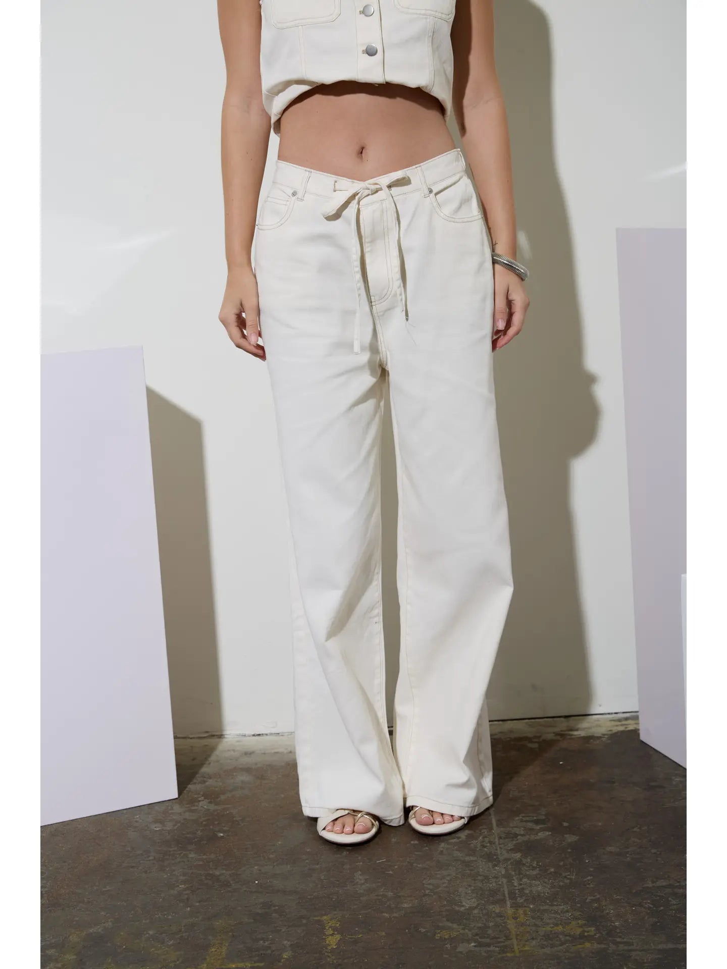 Blu Pepper Drawstring Detail Denim Pants