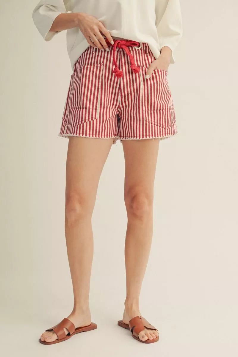 Jodifl Drawstring waist stripe shorts