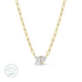 Splendid Iris Delicate Paperclip with Cz Necklace, Water-Resistant