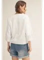 Jodifl 3/4 sleeves washed fabric casual top