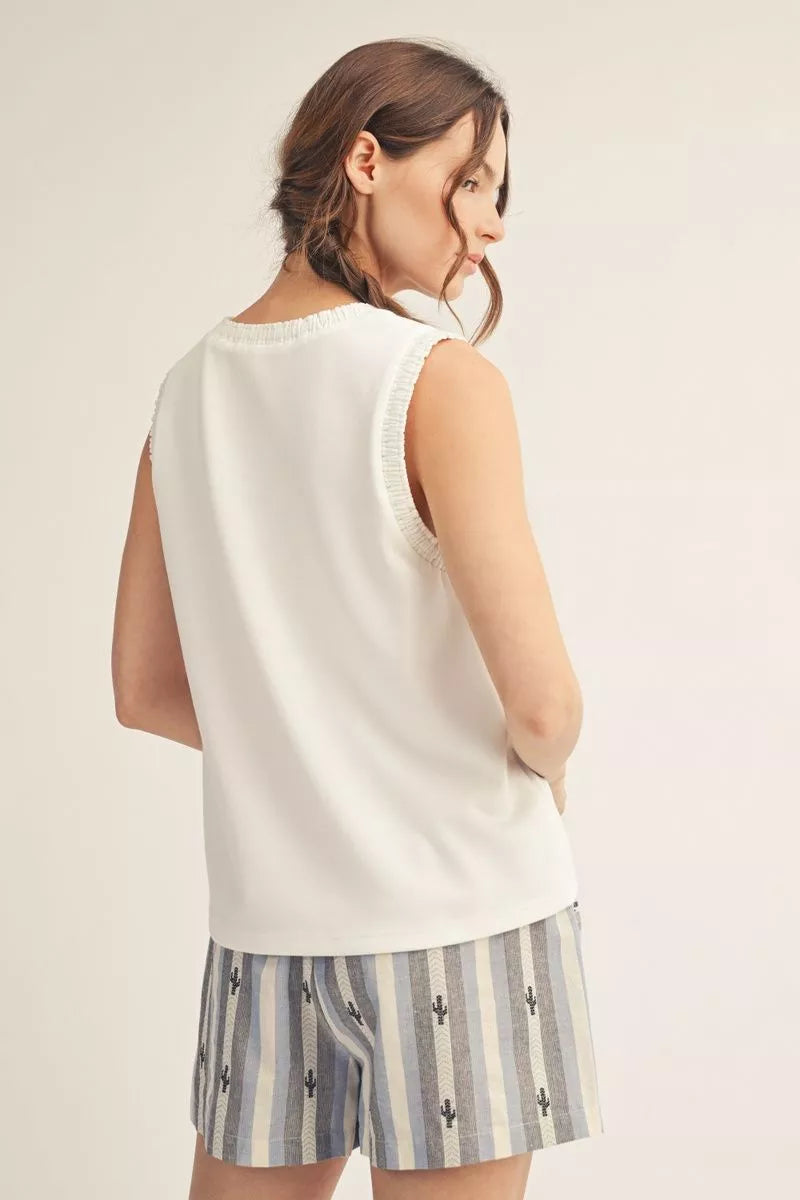 Jodifl Smocking Edge Detail Causal Tank