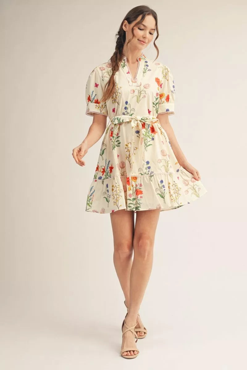 Jodifl Short Puff Sleeve Floral Dress
