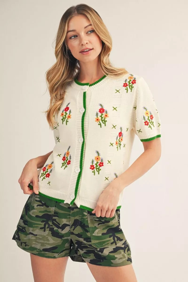 Jodifl Short Sleeve Sweater Floral