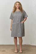 Polagram Curvy Pinstripe Button Up Dress
