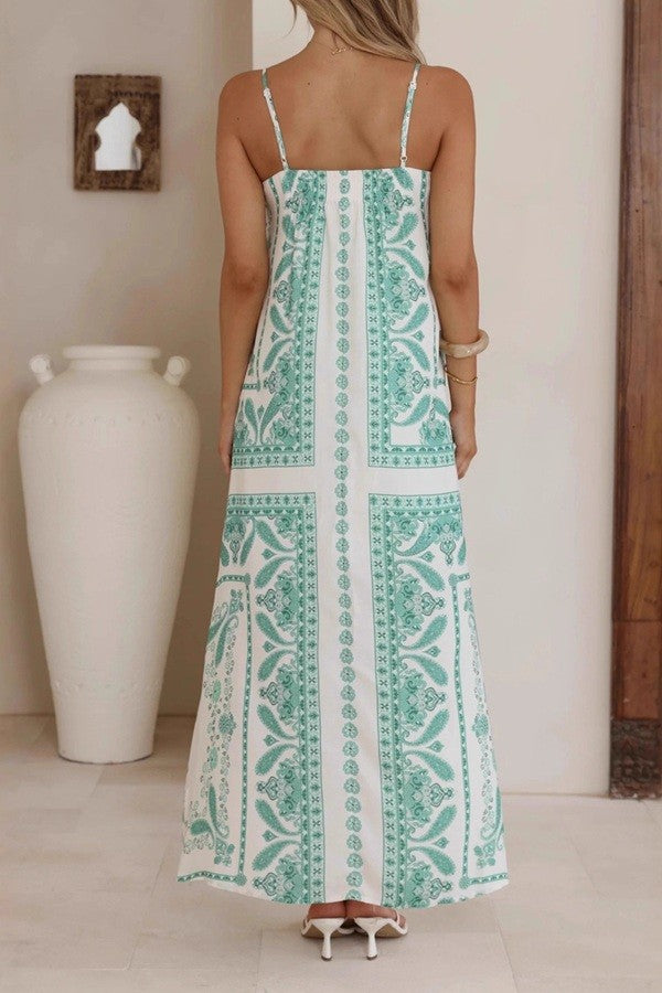 Sundayup Paisley Print Strap Maxi Dress