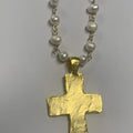 Chunky Hammered Cross Pendant Necklace 18"
