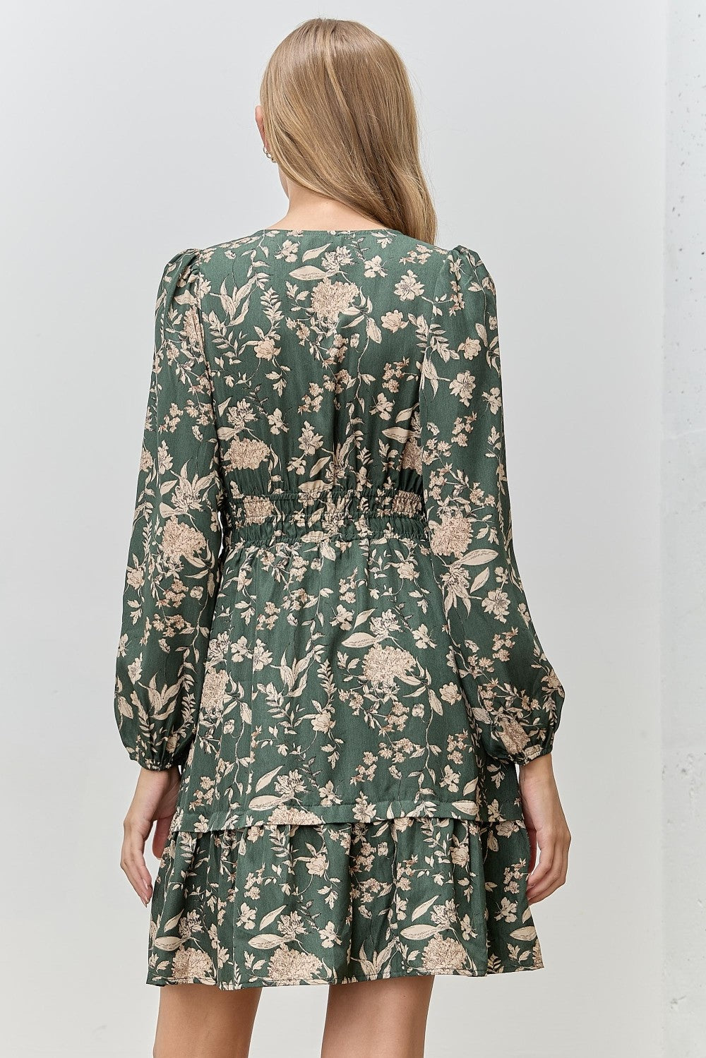 Polagram Floral Mini Dress w Elastic Waist