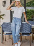 Oddi Illusion Faux Denim-Like Printed Barrel Pants