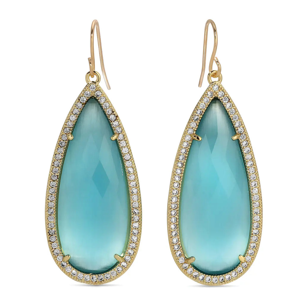 Splendid Iris Long Shimmer Stone Earrings