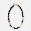 WH Gold Natural Stone 8mm Beaded 16"-18" Necklace