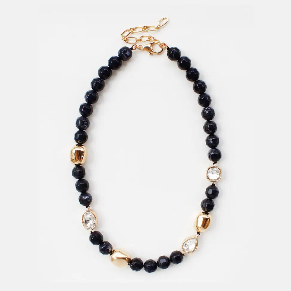 WH Gold Natural Stone 8mm Beaded 16"-18" Necklace