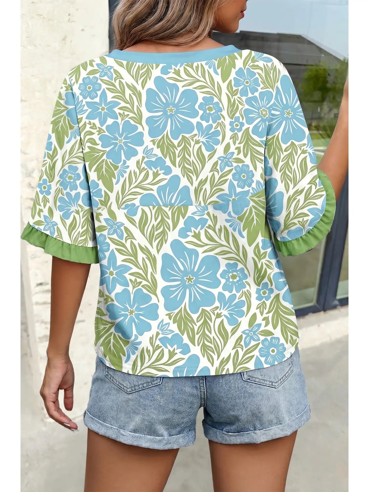 Aapparella Floral Print Frill Trim Blouse & Series