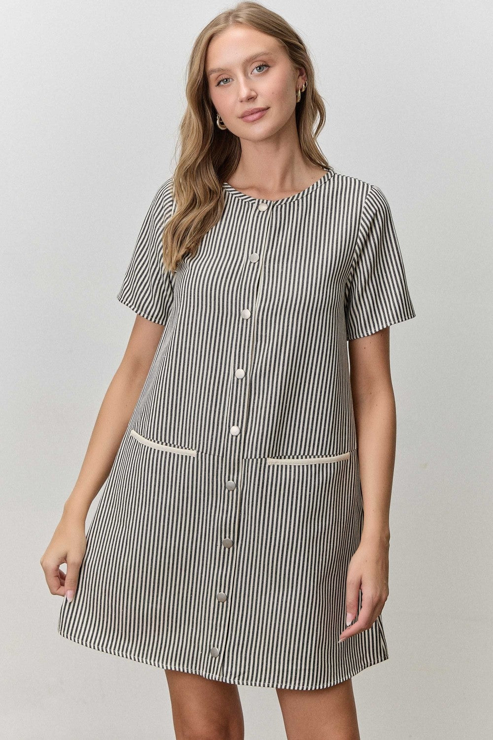Polagram Pinstripe Button Up Dress