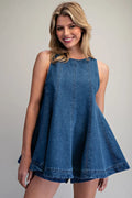 Eesome Sleeveless Flared Denim Top