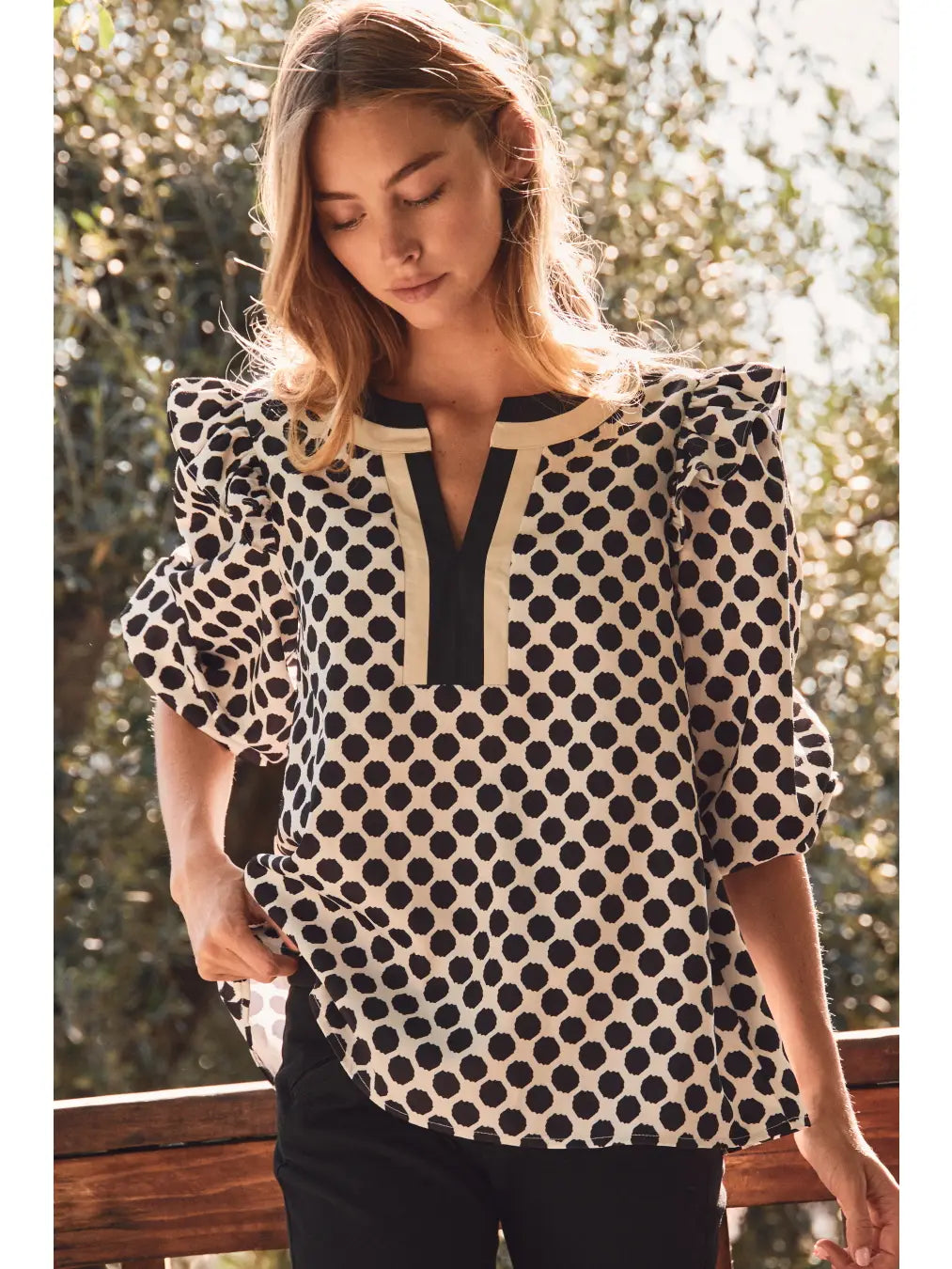 Oddi Allover Polka Dot Shift Blouse