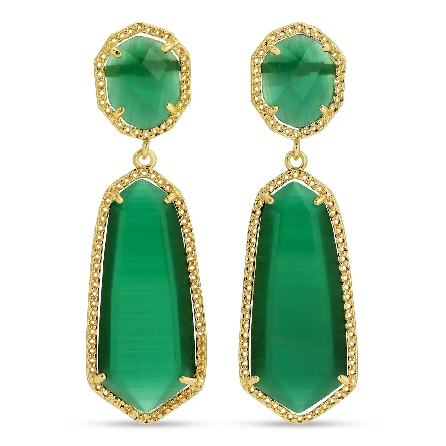 Splendid Iris Long Double Stone Earrings