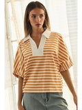 Oddi Striped Pullover Popover Collar Plus