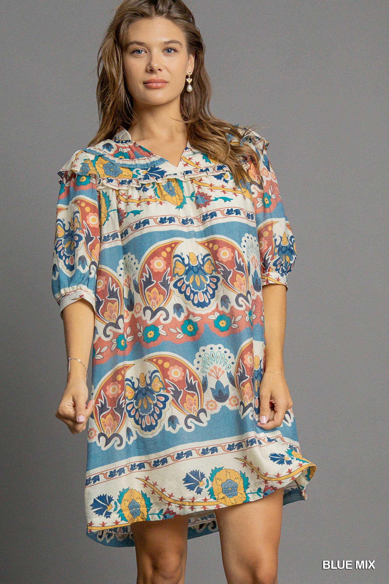 Umgee Border Print Dress