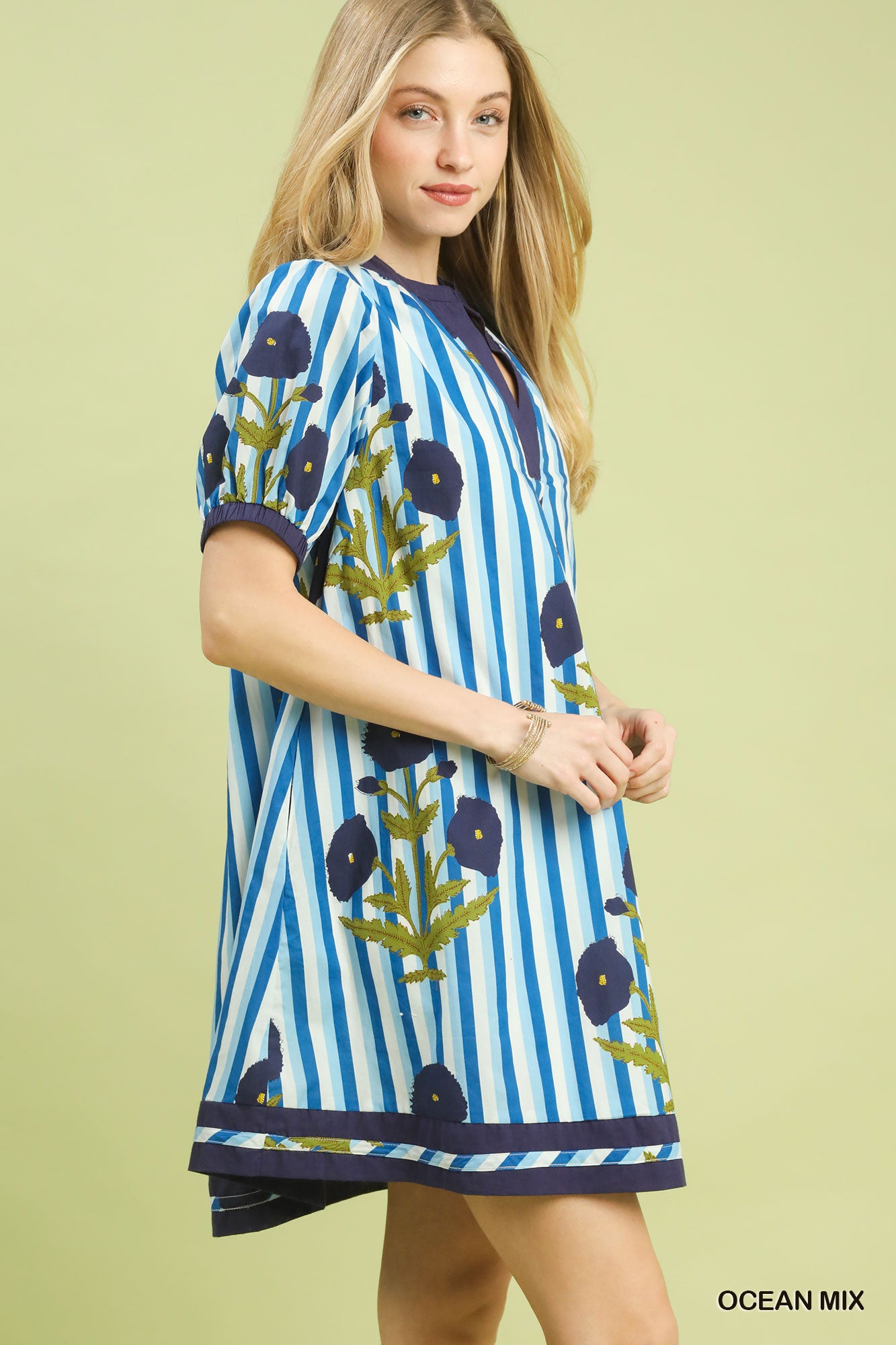 Umgee Lining Puff Sleeve Oversized Dress