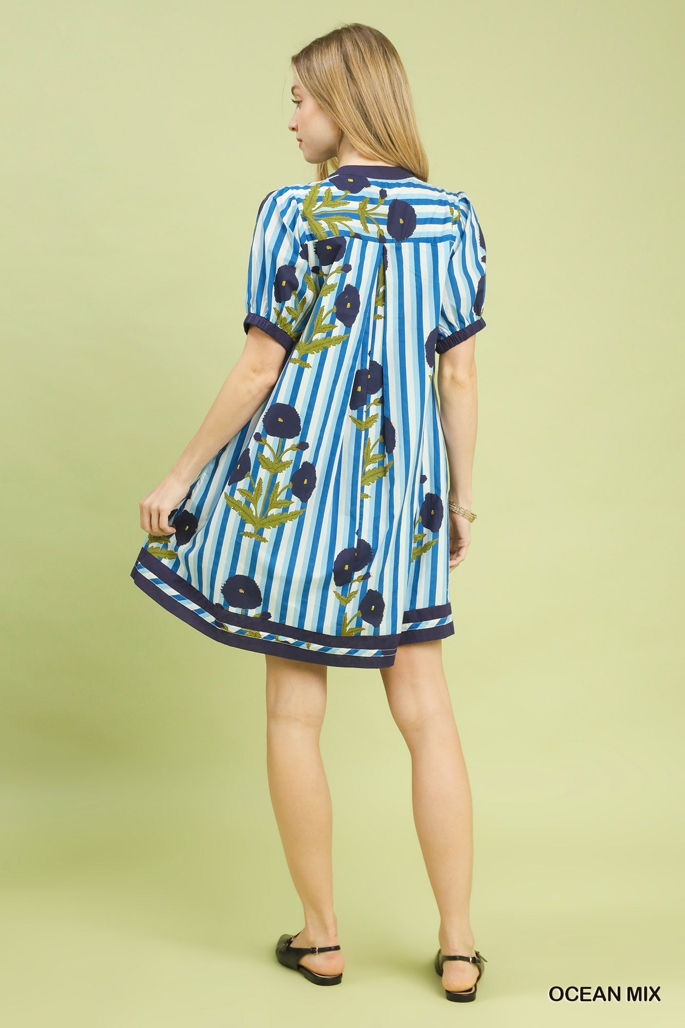 Umgee Lining Puff Sleeve Oversized Dress
