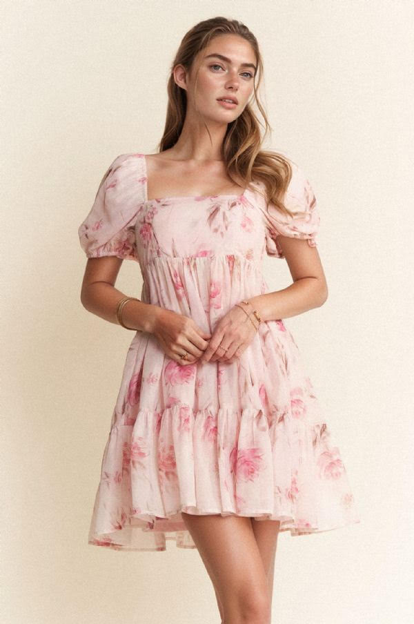 Davi & Dani Lace Mini Dress Ruffle Sleeve