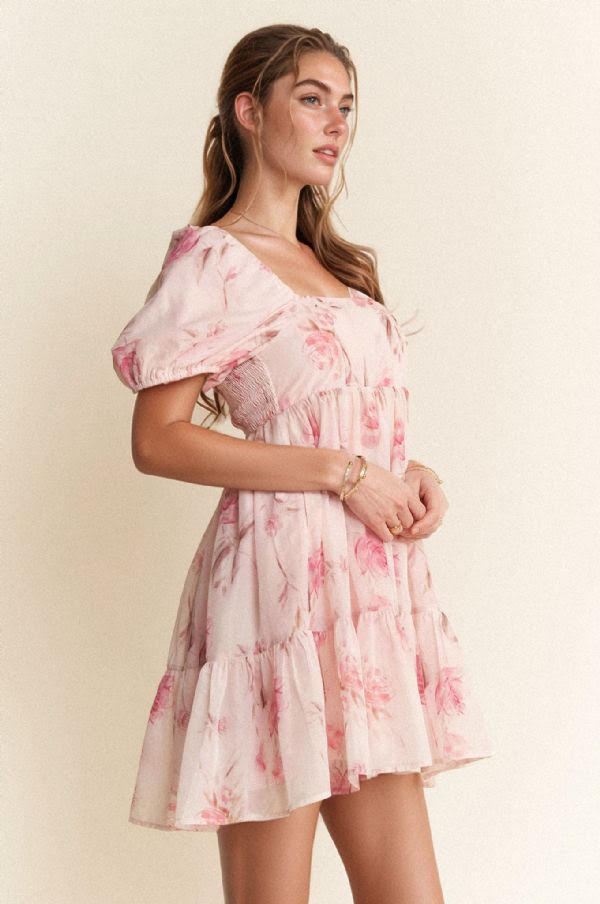 Davi & Dani Lace Mini Dress Ruffle Sleeve