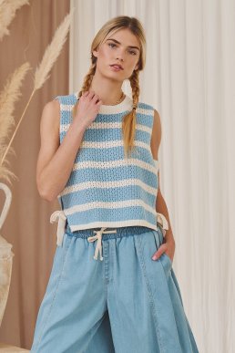 JBJ Crochet Striped Sleeveless Knit Top