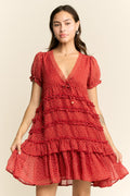JBJ V Neck Tier Mini Dress
