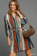 Umgee Belted Abstract Midi Dress